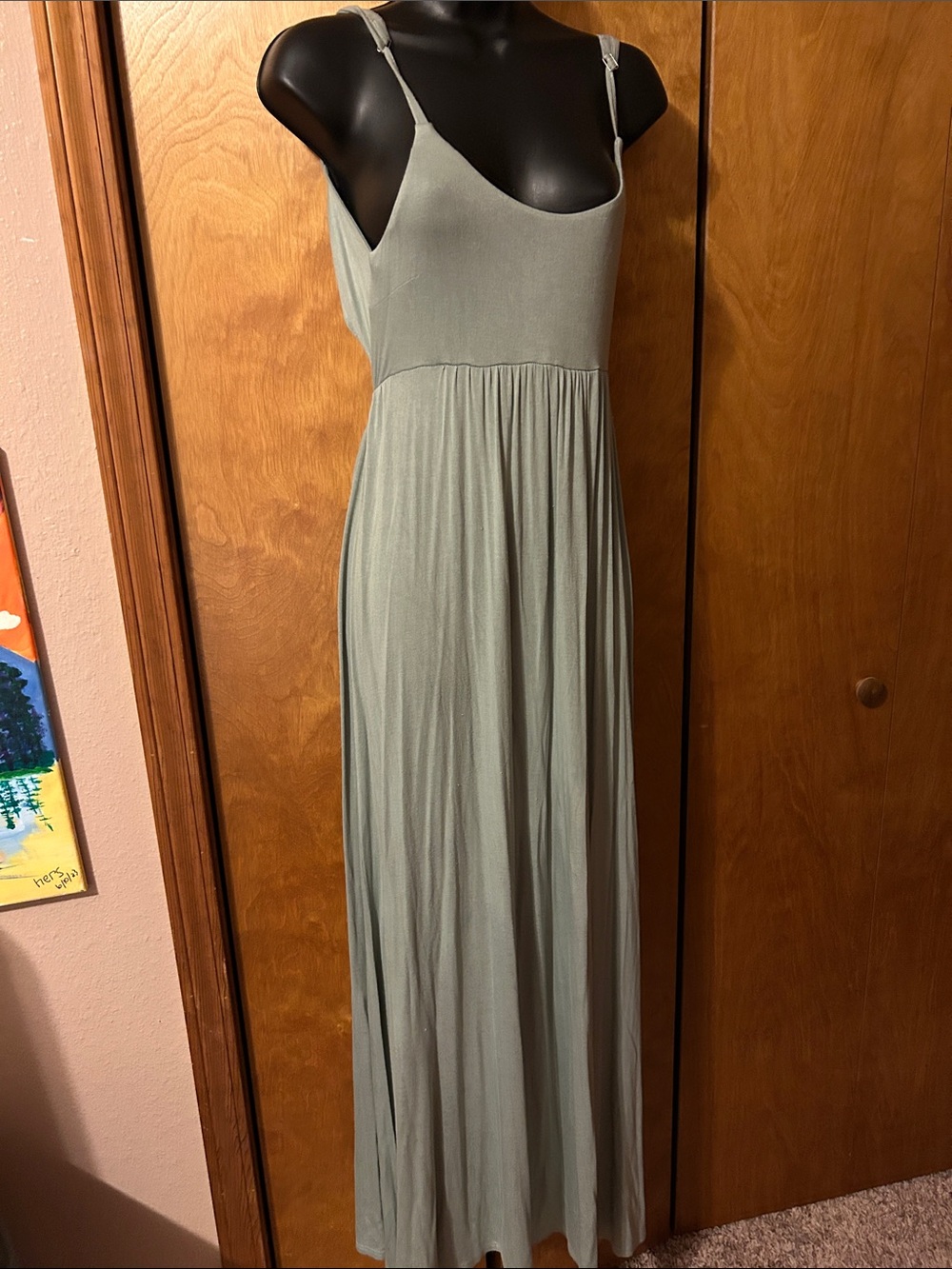 Sage Green Spaghetti Strap Maxi Dress